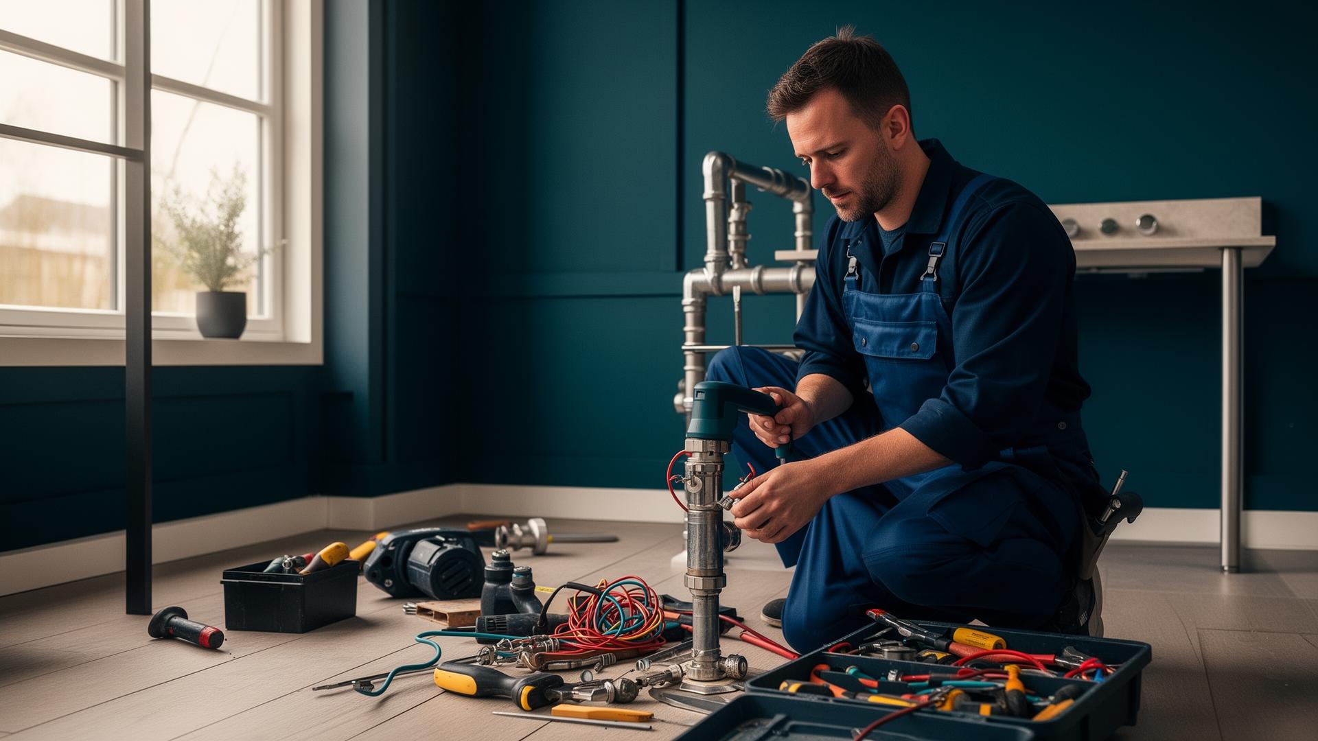Installateur aan het werk